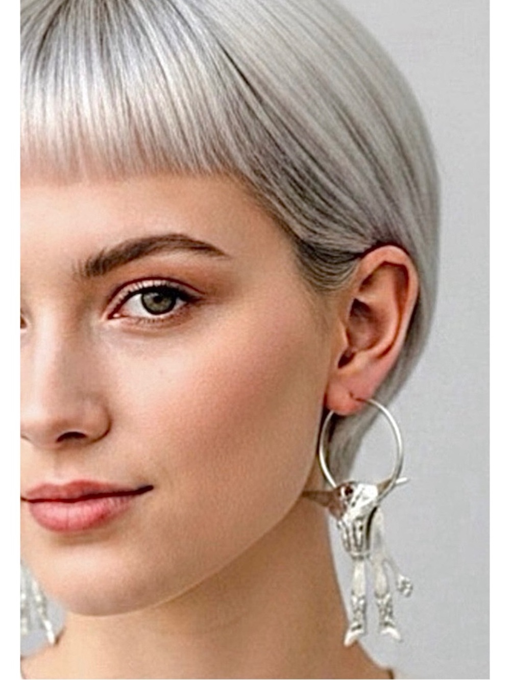 Southwestern Sterling Silver Layered Longhorn Dangle Earrings